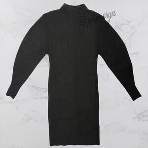 Express Women’s Ribbed Mock Neck Long Sleeve Sweater Dress Olive Green Size S